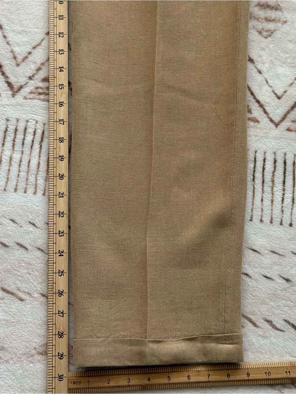 Jos. A. Bank Men’s Tan 100% Linen-Pleated Chinos